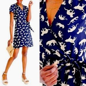 J crew wild jungle cat cheetah leopard print wrap dress womens size 6